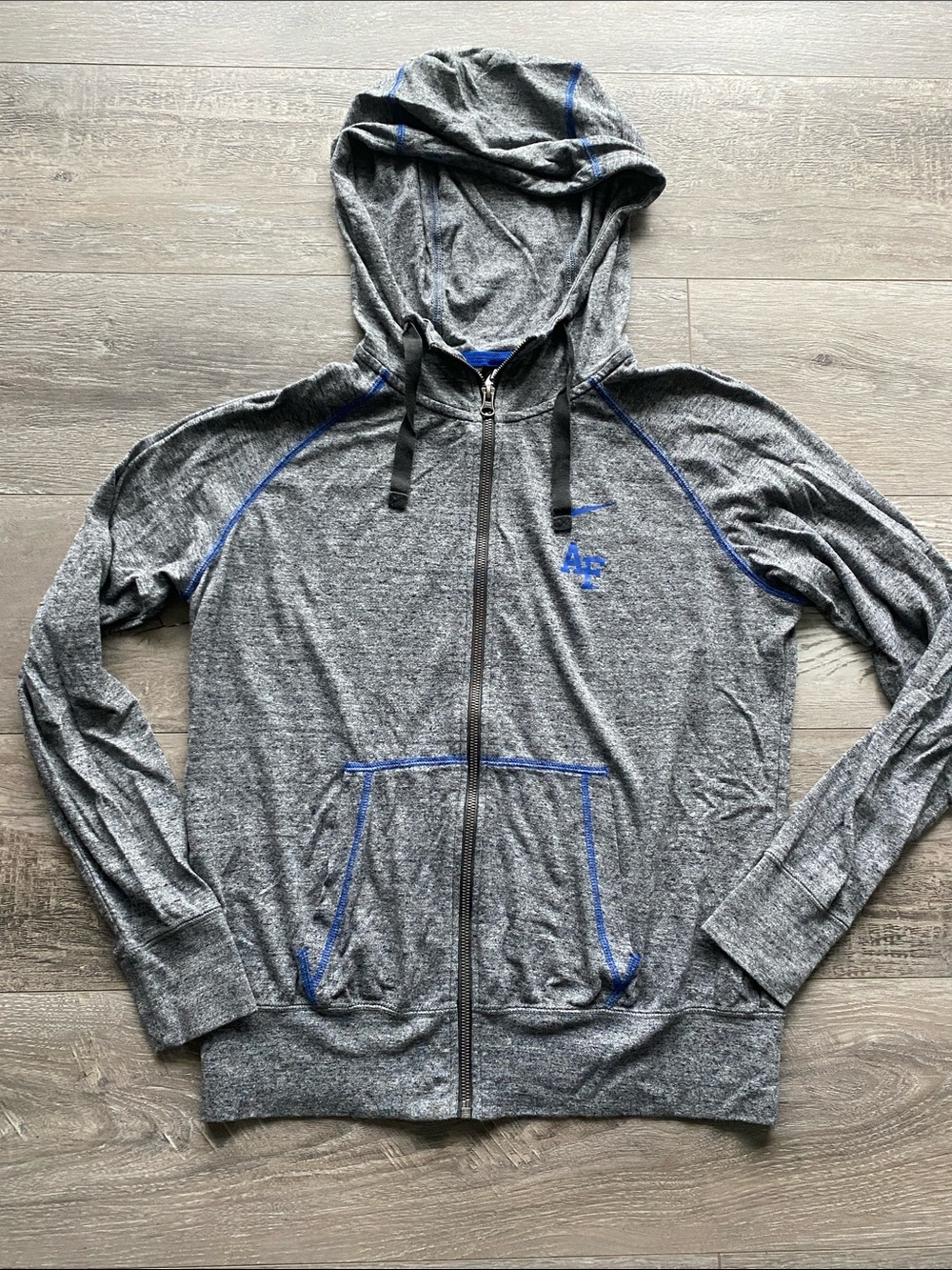 Nike Air Force Falcons Gray Full Zip Hoodie Womens Sz Large Football Military